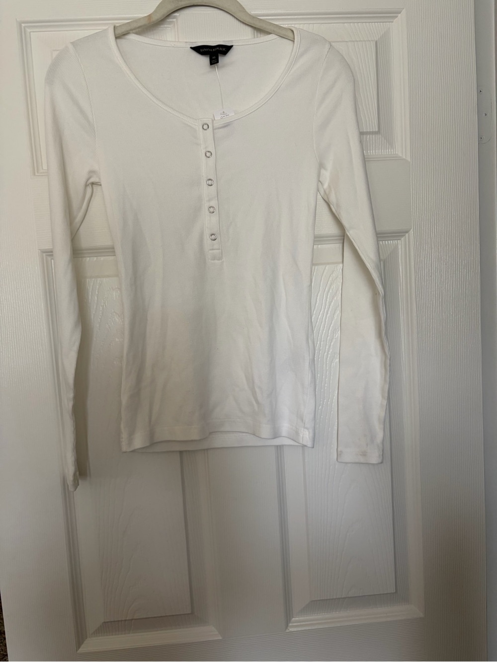 White Long Sleeve Henley Top Banana Republic